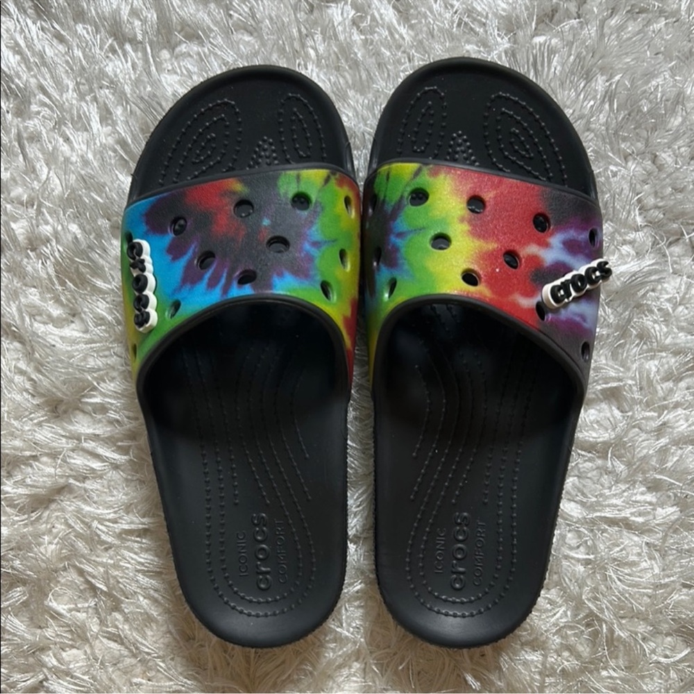 CROCS Kids' Multicolor Tie-Dye Slide Sandals